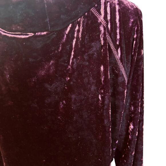 Cabernet Velvet Cowl Neck Top Tunic Burgundy SZ Large Boho Chic Cottage Holiday - Picture 10 of 10